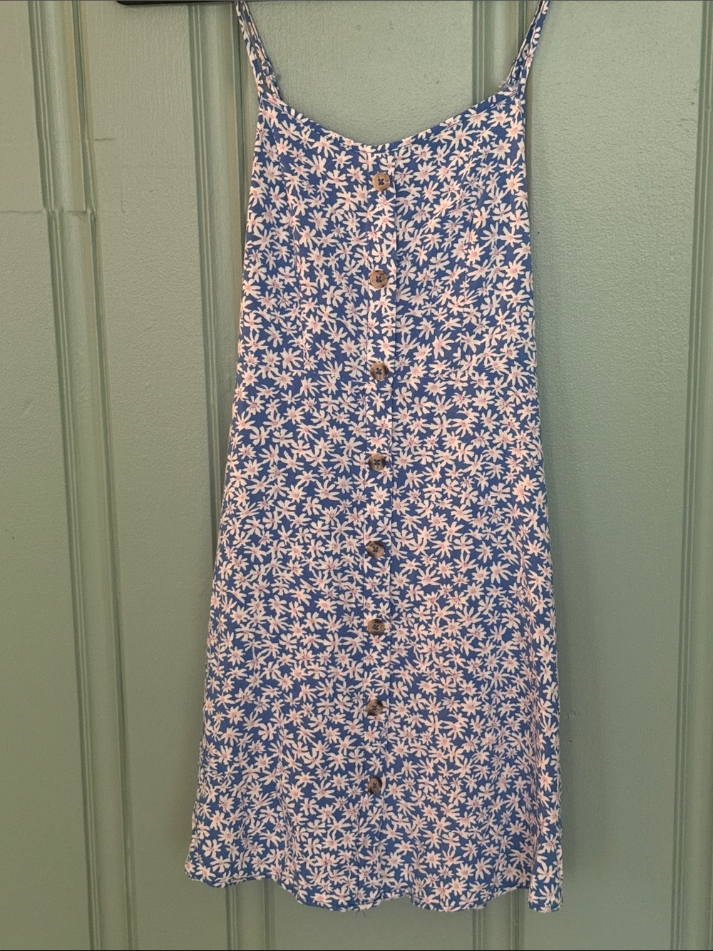 Blue Daisy Button-Front Babydoll Dress